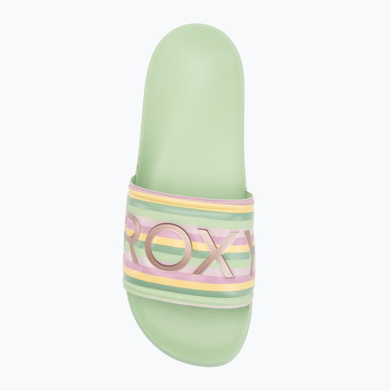 Women's ROXY Slippy II green stripe flip-flops 5