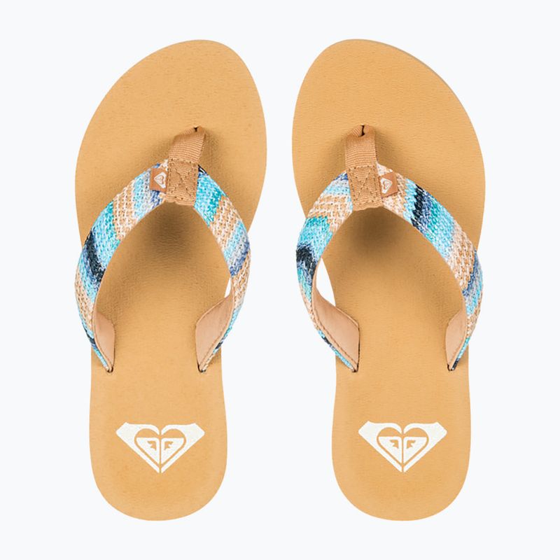 Women's ROXY Porto Raffia II blue depths flip flops 2