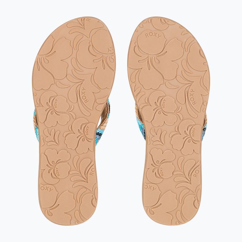 Women's ROXY Porto Raffia II blue depths flip flops 3