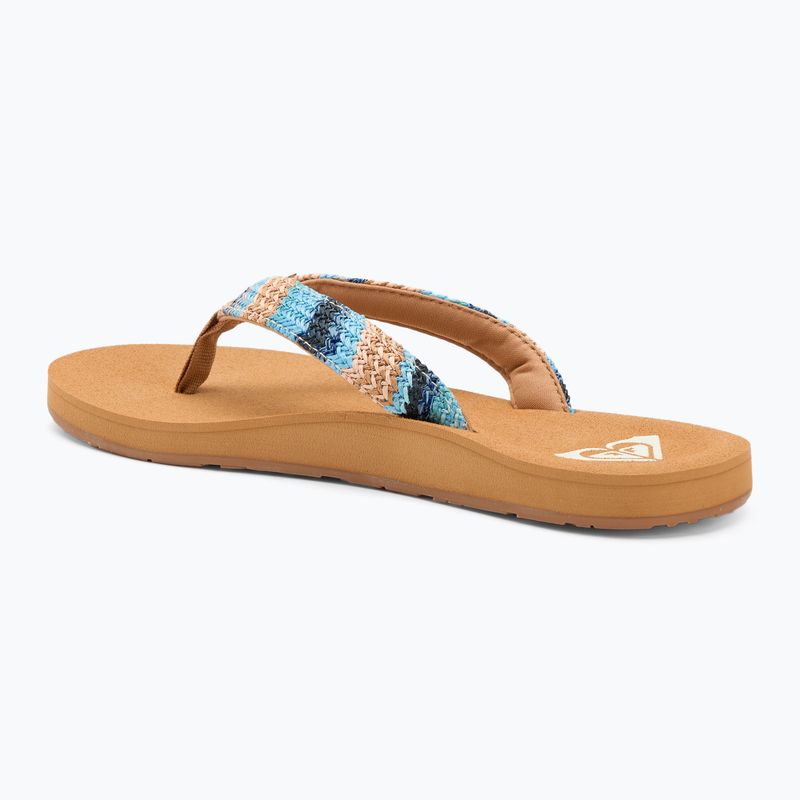 Women's ROXY Porto Raffia II blue depths flip flops 3