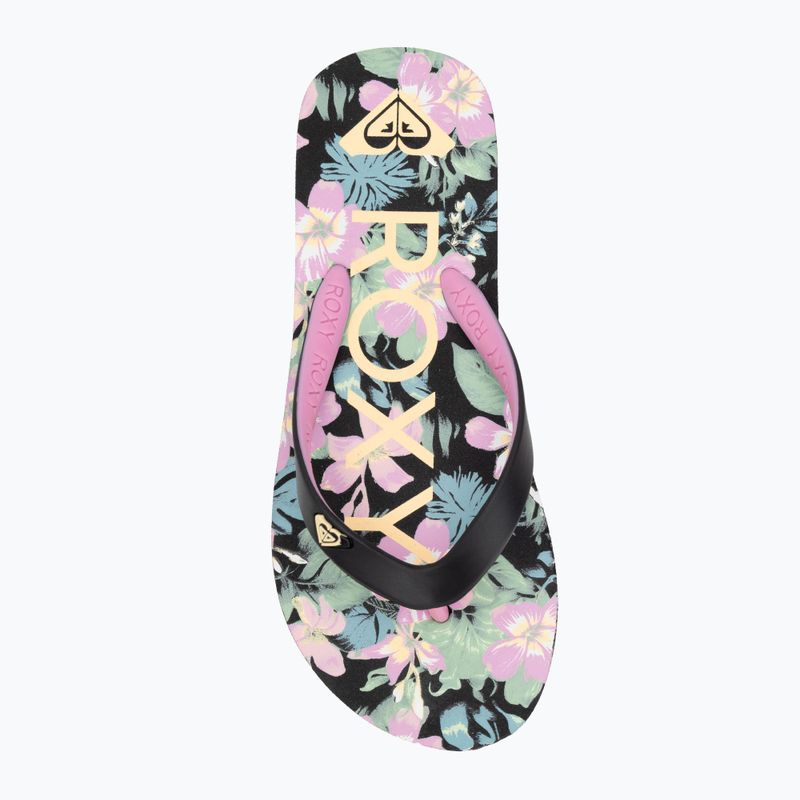 ROXY Tahiti VII children's flip flops black/pink stencil 5