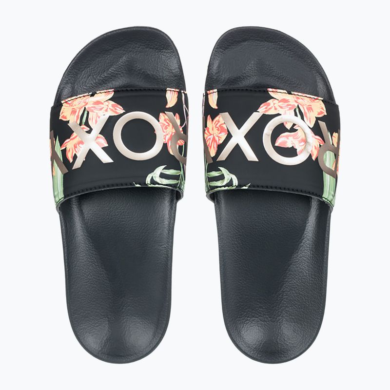 Women's ROXY Slippy II flip-flops black/green print 2