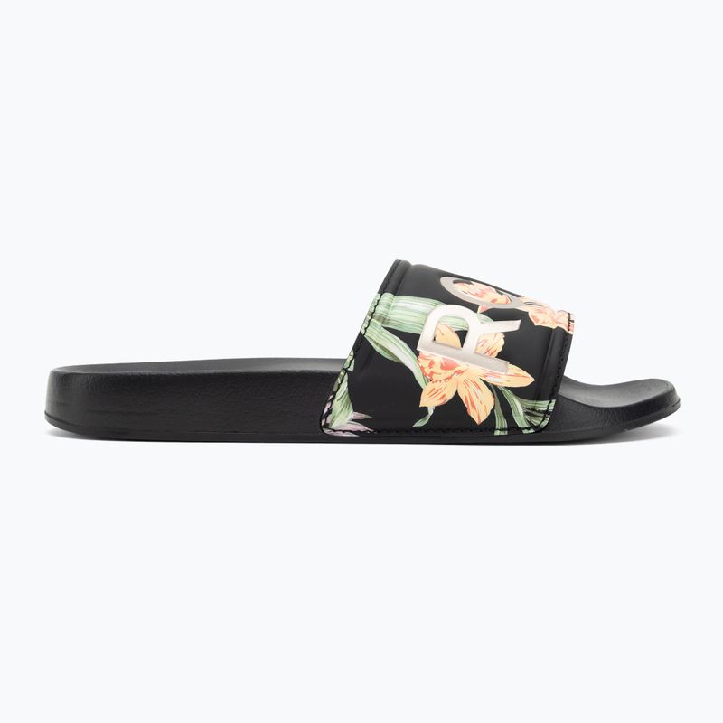 Women's ROXY Slippy II flip-flops black/green print 2