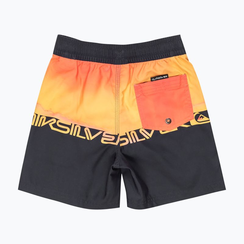 Quiksilver Everyday Straight Volley 12" fiery coral wordblock children's swim shorts 2