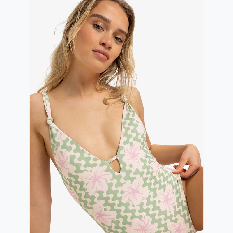 Women's one-piece swimsuit ROXY Hibiscus Daze basil party waves yw 5