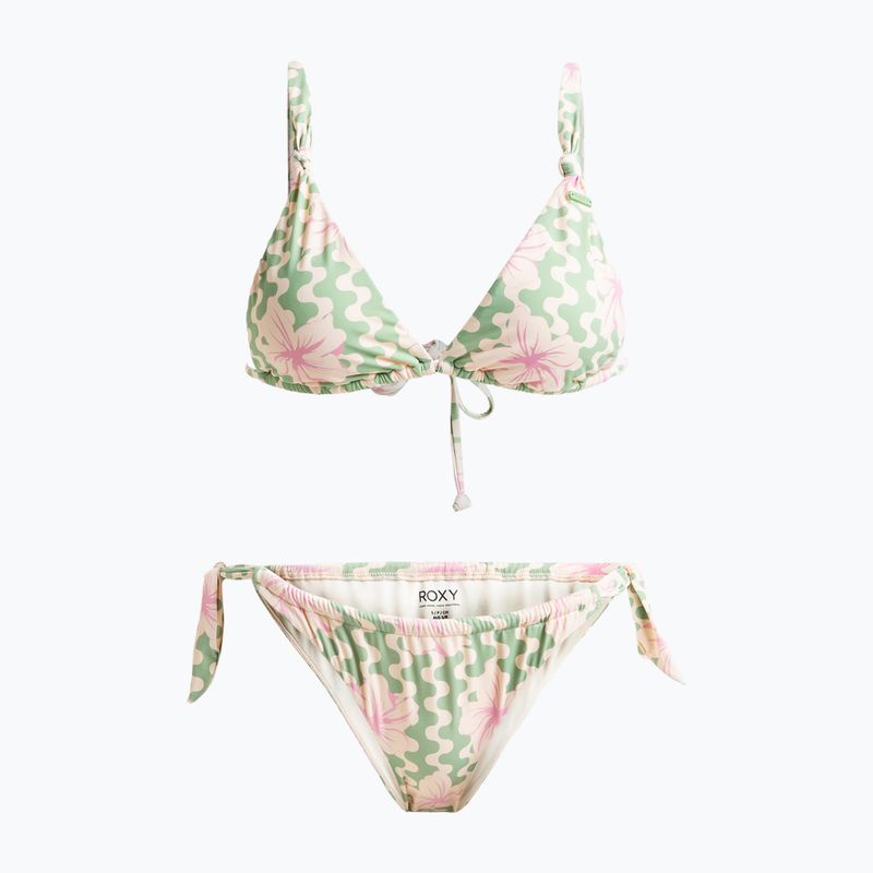 Women's two-piece swimsuit ROXY Hibiscus Daze Elongated Tri basil party waves yw