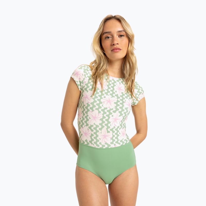 Women's one-piece swimsuit ROXY Hibiscus Daze basil party waves yw 2