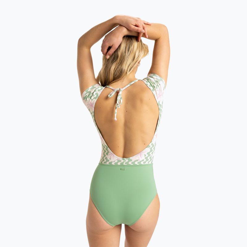 Women's one-piece swimsuit ROXY Hibiscus Daze basil party waves yw 3