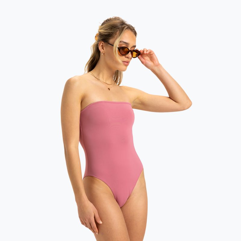 Women's one-piece swimsuit ROXY Solid Beach Classics Bandeau heather rose 2