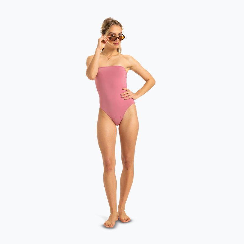 Women's one-piece swimsuit ROXY Solid Beach Classics Bandeau heather rose 3