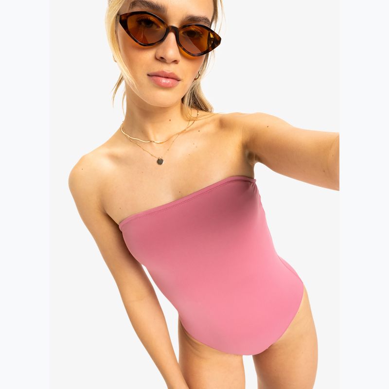 Women's one-piece swimsuit ROXY Solid Beach Classics Bandeau heather rose 5