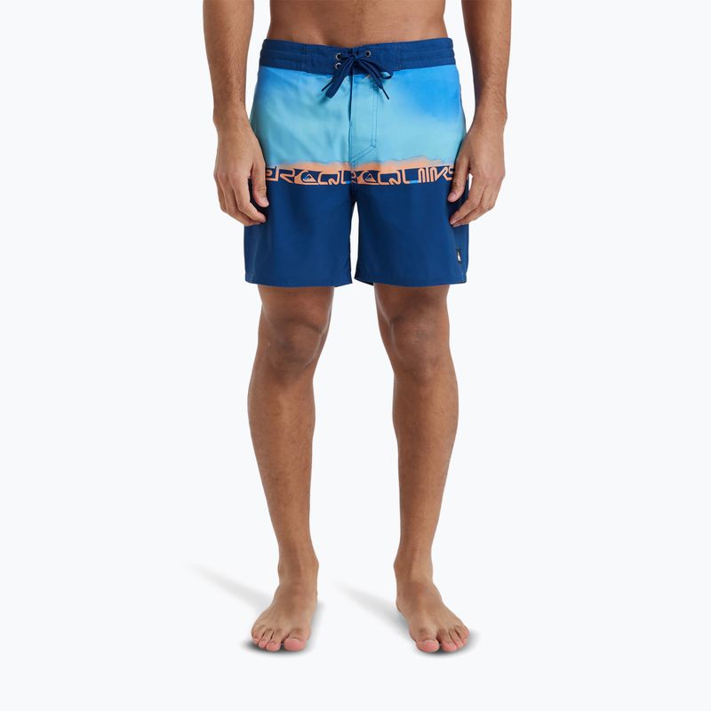 Men's Quiksilver Everyday Half Jam 16" nebulas blue wordblock swim shorts 3