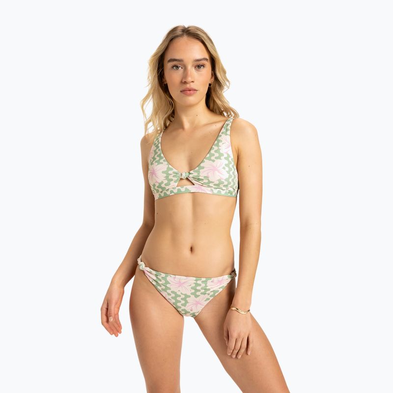 Women's two-piece swimsuit ROXY Hibiscus Daze Elongated Tri basil party waves yw 2