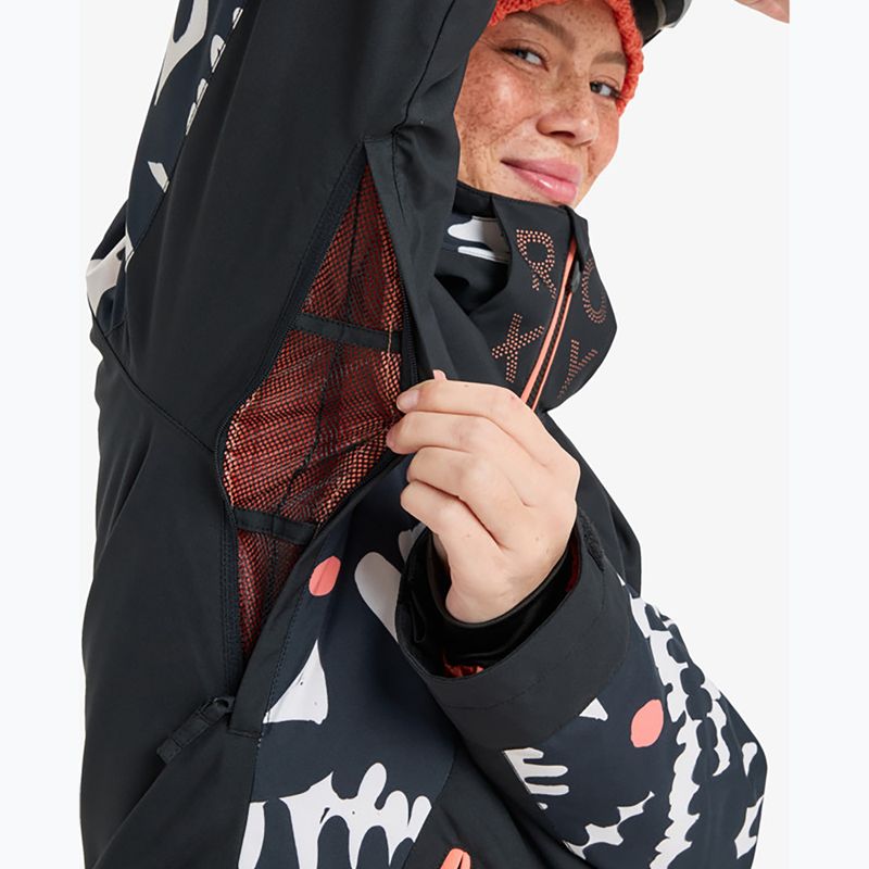 Women's snowboard jacket ROXY Free Jet true black/big flower 8