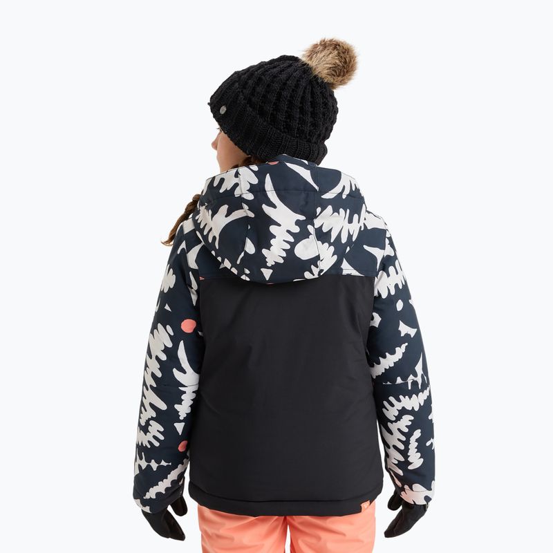 Children's snowboard jacket ROXY Galaxy true black/big flower 2
