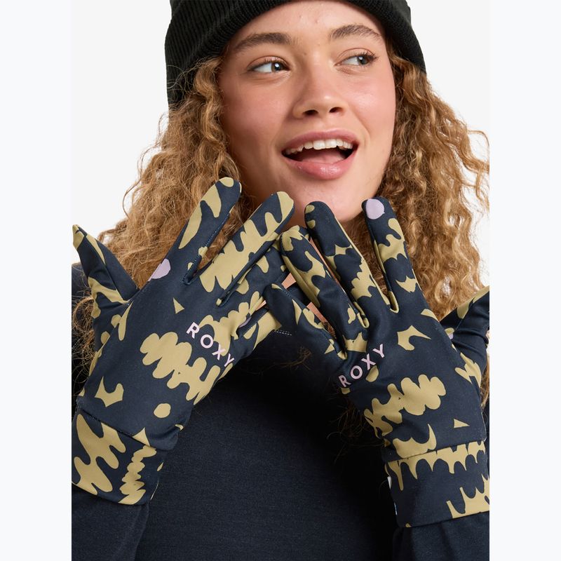 Women's snowboard gloves Roxy Hydrosmart Liner fennel seed/big flower 5