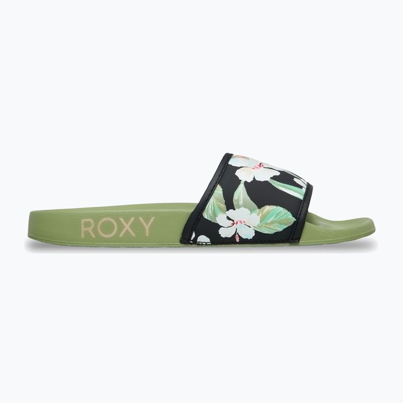 Women's slides ROXY Slippy IV oil green 2