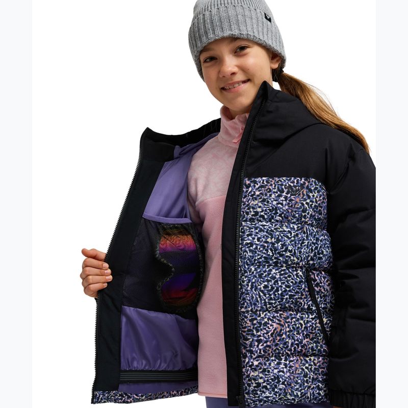 Children's snowboard jacket ROXY Snowyhill Printed Puffy true black wildin out rg 5