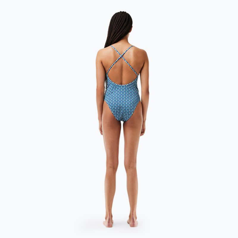 Lacoste women's one-piece swimsuit MF7264 mascarpone / sloe 0 / underground 5