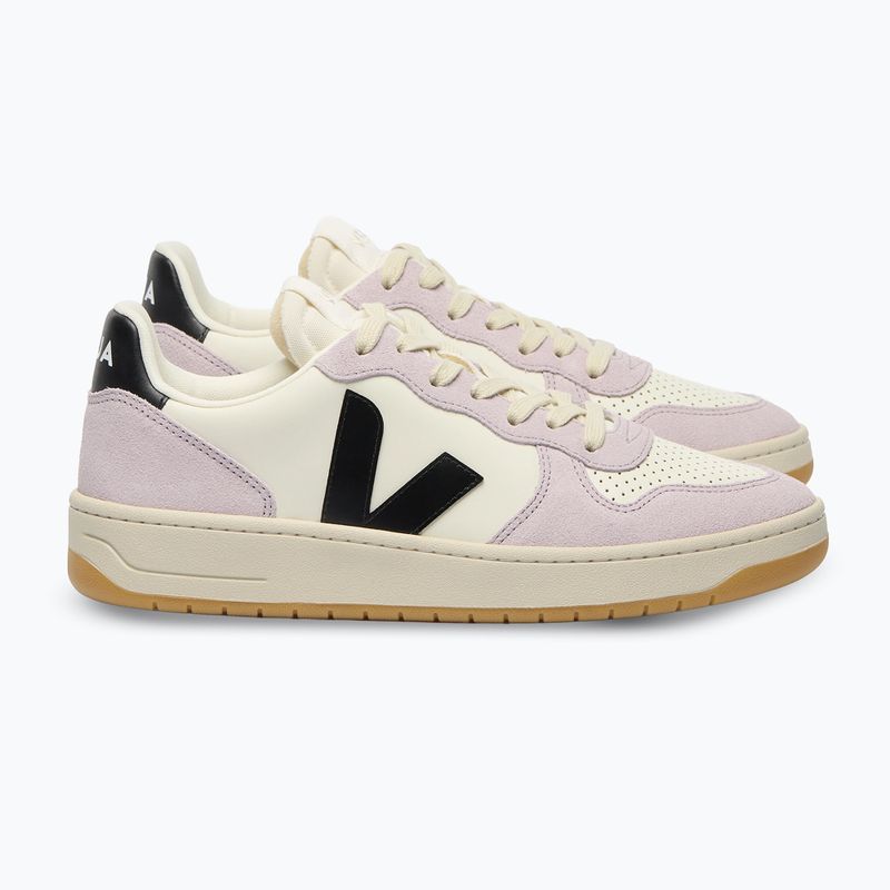 Women's shoes VEJA V-10 Prime Leather pure/black/parme 2