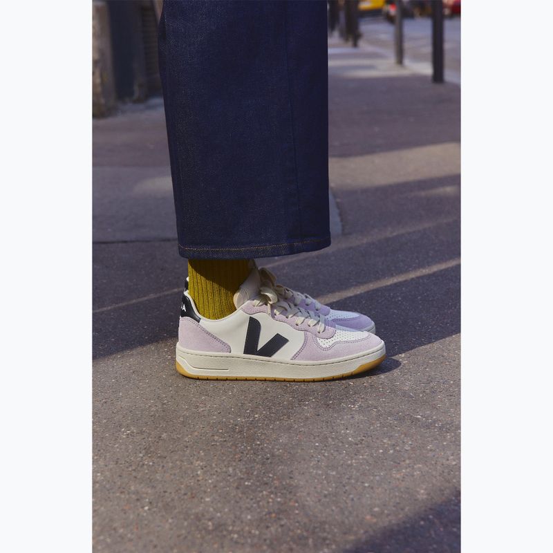 Women's shoes VEJA V-10 Prime Leather pure/black/parme 4