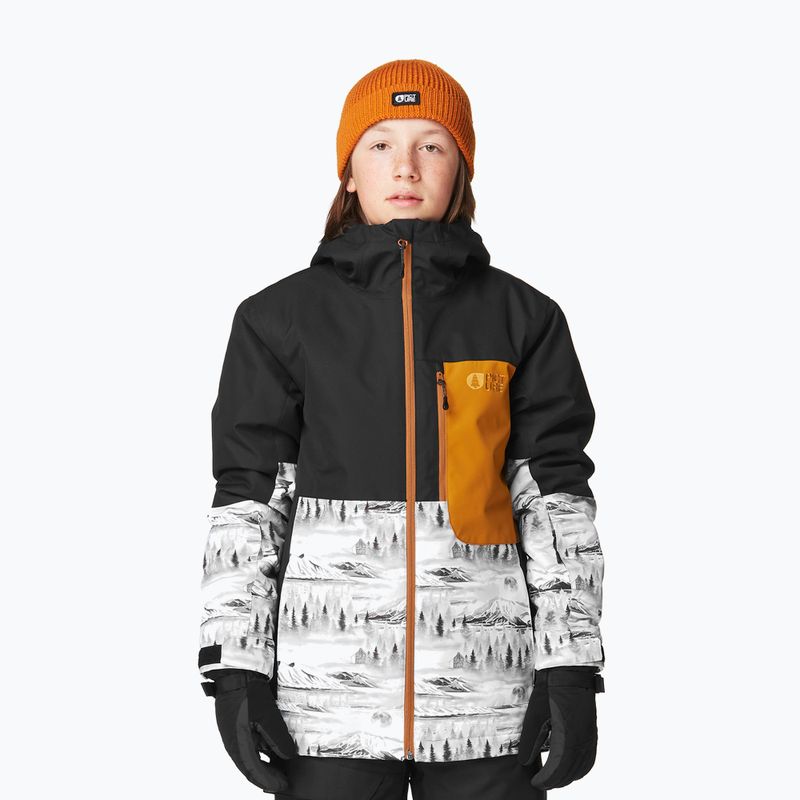 Picture Daumy children's ski jacket black / mood print / honey