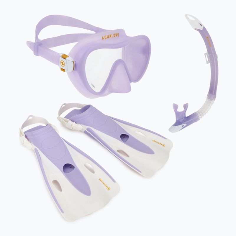 Aqualung Nabul snorkelling set mask + snorkel + fins translucid purple