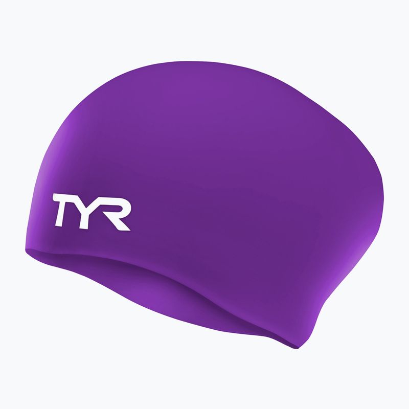 TYR Long Hair Wrinkle Free Silicone swimming cap purple