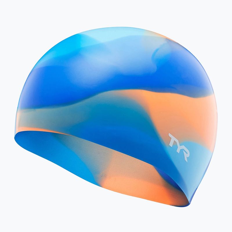 Children's swim cap TYR Tiedye Silicone Multicolor Jr blue/orange 3