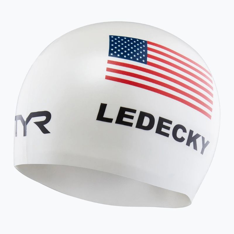TYR Ledecky Silicone swimming cap white 3