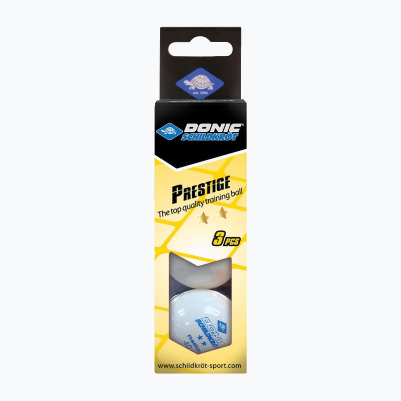Donic-Schildkröt 2-Stars Prestige Poly 40+ table tennis balls 3pcs white. 3