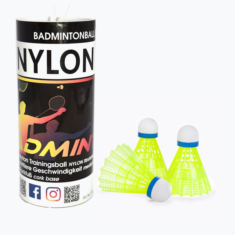 Sunflex Nylon badminton shuttlecocks 3XY 3 pcs yellow 53559