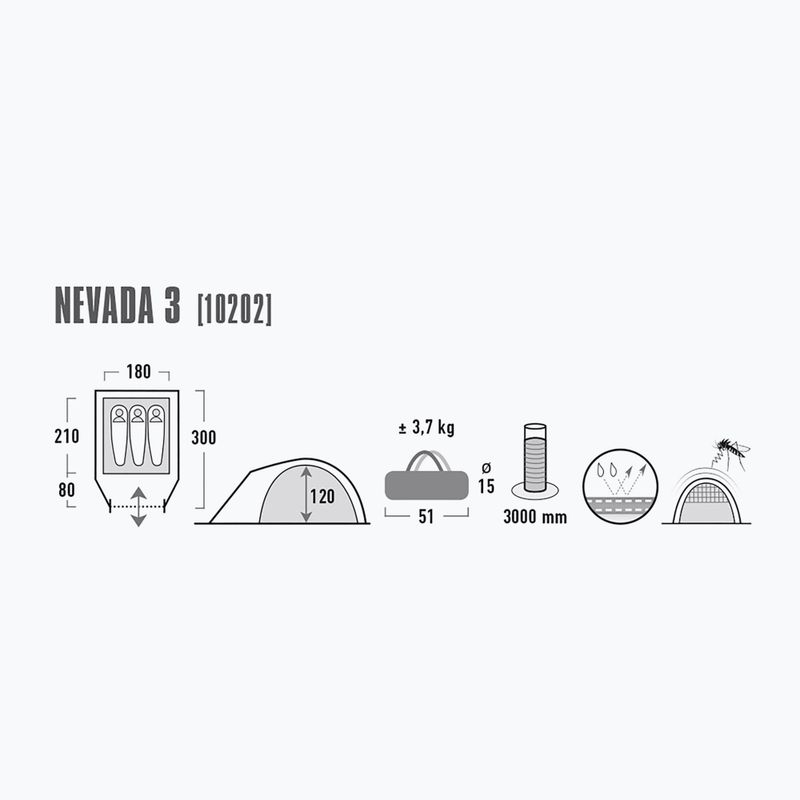 High Peak Nevada grey 10202 3-person camping tent 2