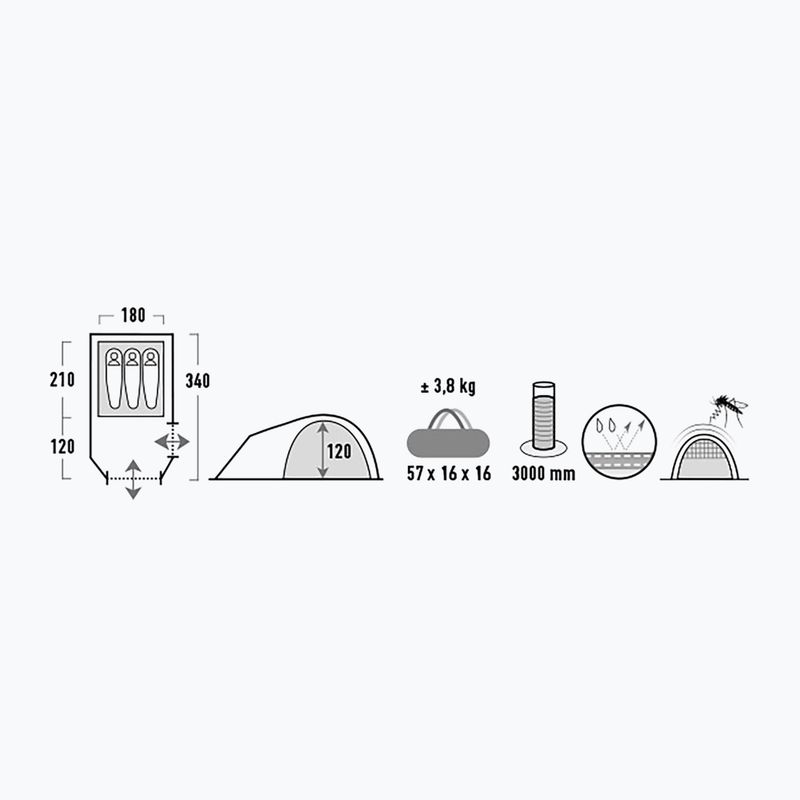 High Peak Kira grey 10370 3-person camping tent 7