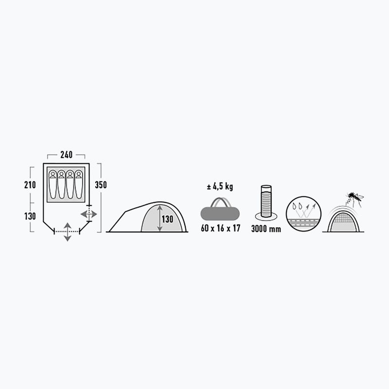 High Peak 4-person camping tent Kira grey 10373 7