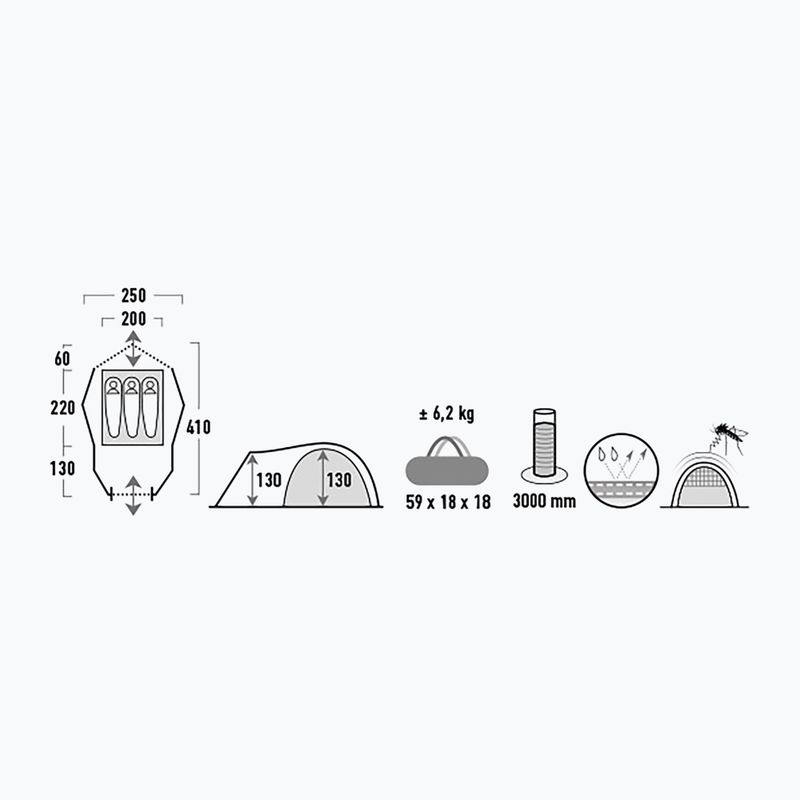 High Peak Alfena grey 11433 3-person camping tent 2