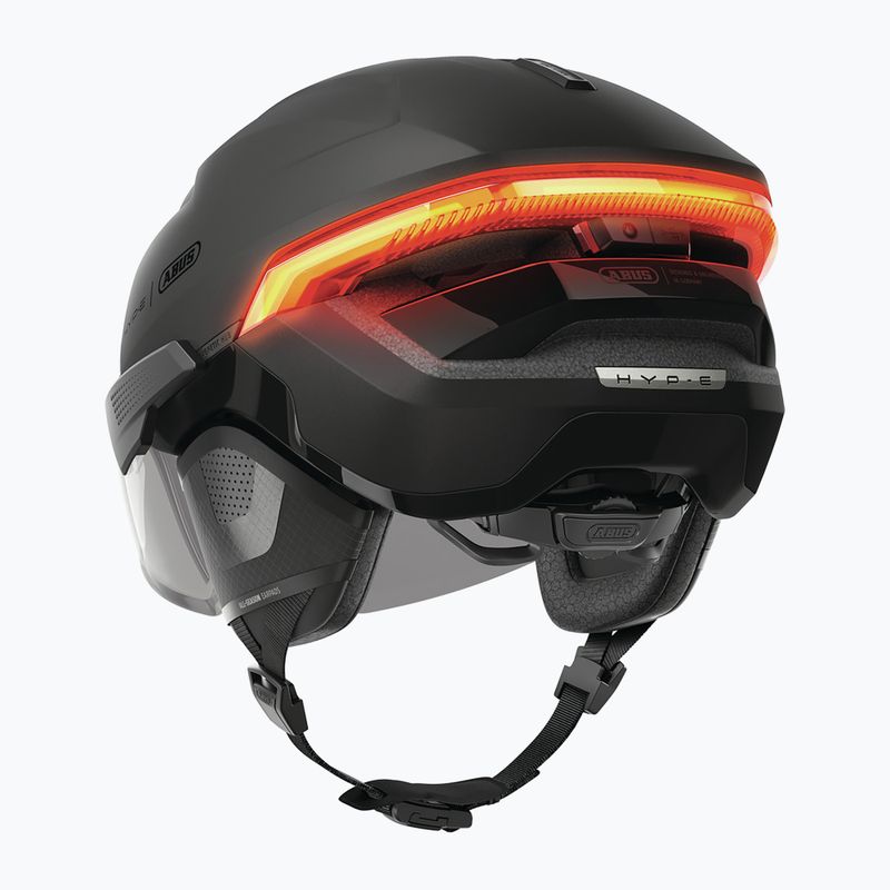 Bicycle helmet with turn signals ABUS Hyp-e Ace volcano titan 2