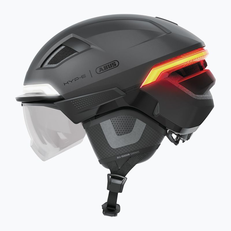 Bicycle helmet with turn signals ABUS Hyp-e Ace volcano titan 3