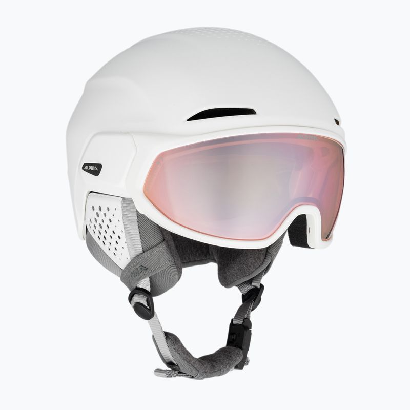 Alpina Oro QV Mips white matt/water pink ski helmet