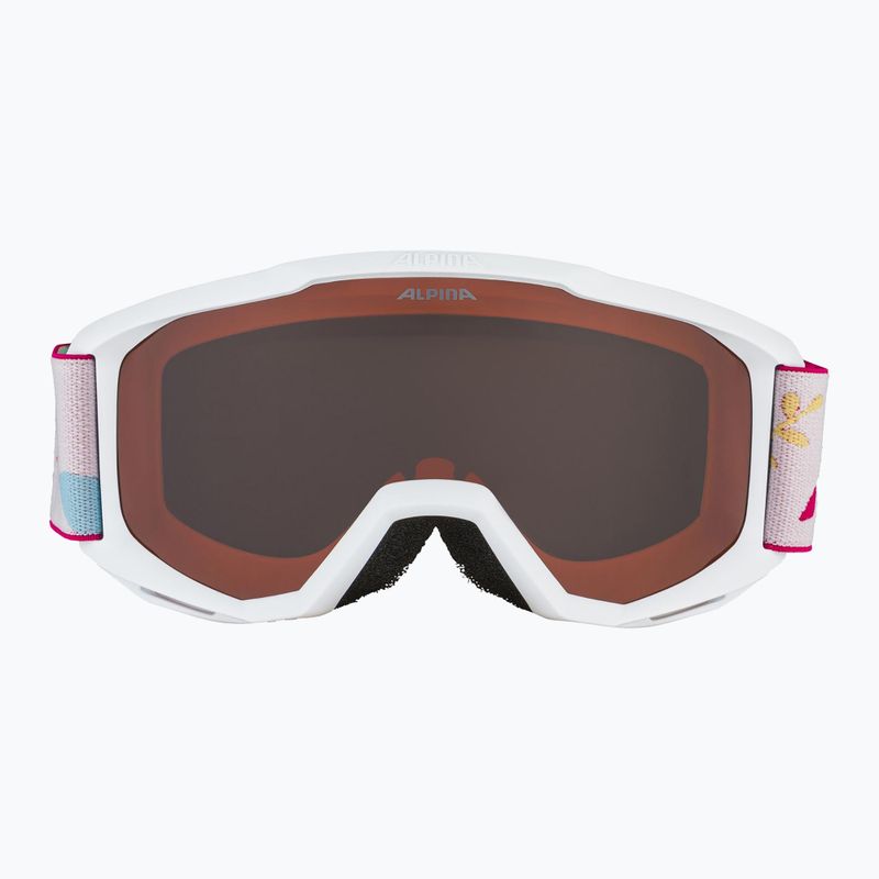 Alpina children's ski goggles Piney white/ flower matt/ orange 2