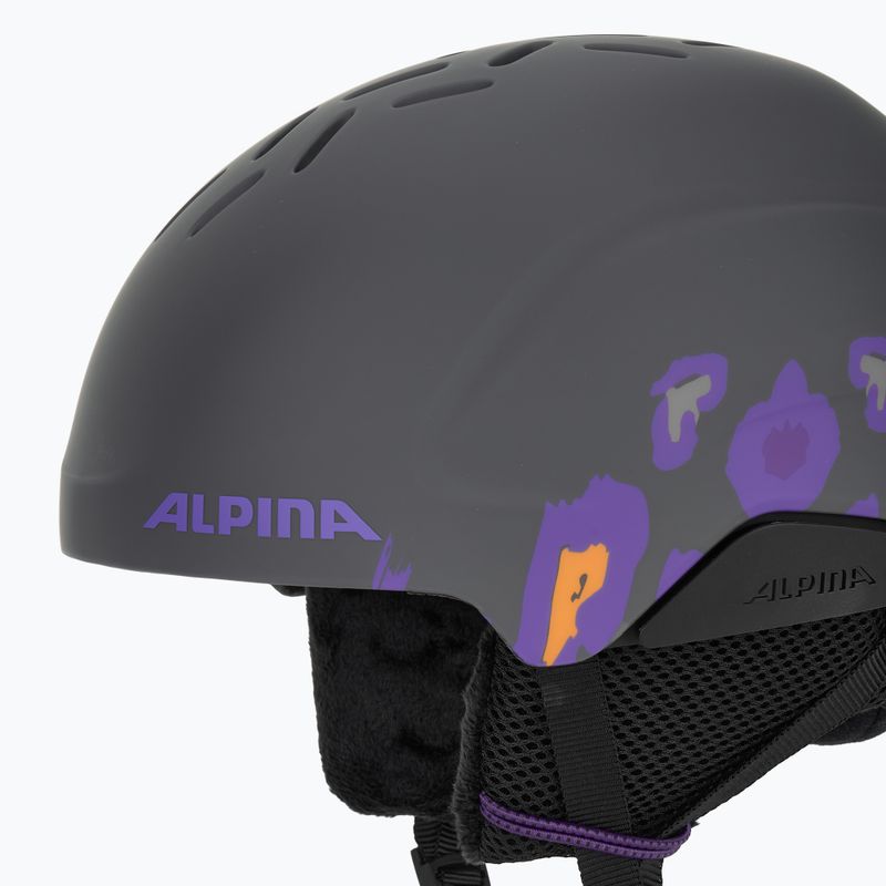 Alpina Pizi midnight/ grey leo matt children's ski helmet 7