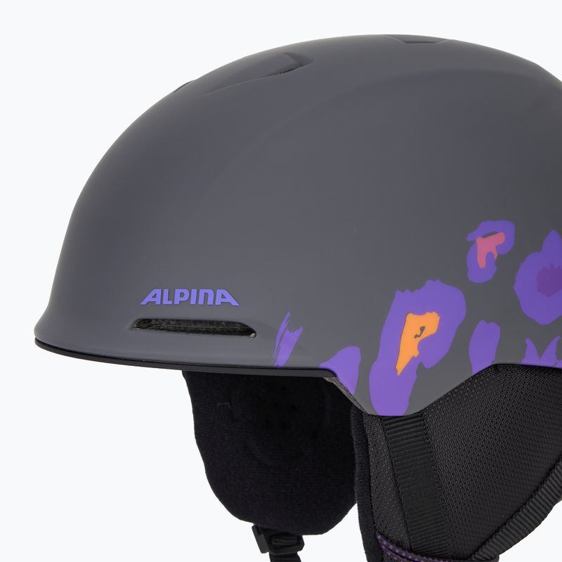 Alpina Brix midnight/ grey leo matt children's ski helmet 7