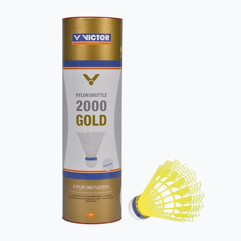 Badminton shuttlecocks VICTOR Nylon Shuttle 2000 fast 6 pcs. yellow