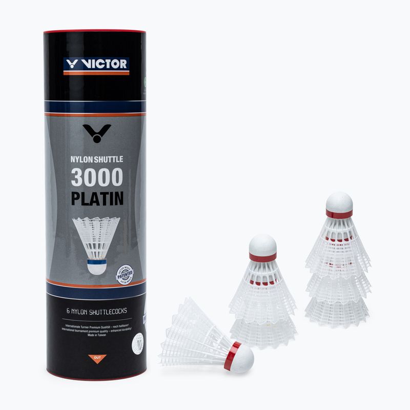 VICTOR Nylon Shuttle 3000 badminton shuttlecocks 6 pcs white 101519