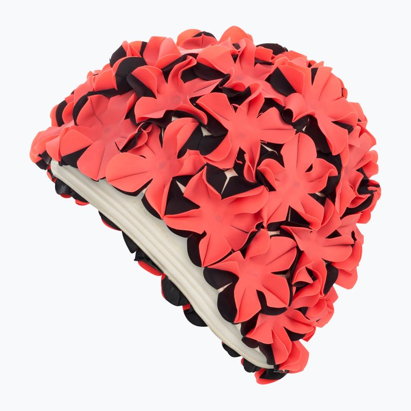 Women's swim cap Fashy Flowers red / black