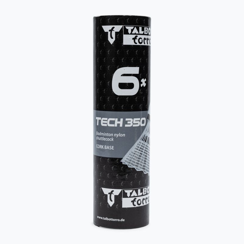 Talbot-Torro Tech 350 badminton shuttlecocks, Nylon 6 pcs white 479102