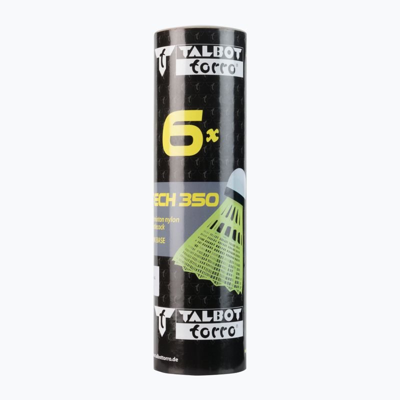 Talbot-Torro Tech 350 badminton shuttlecocks, Nylon 6 pcs yellow 479103