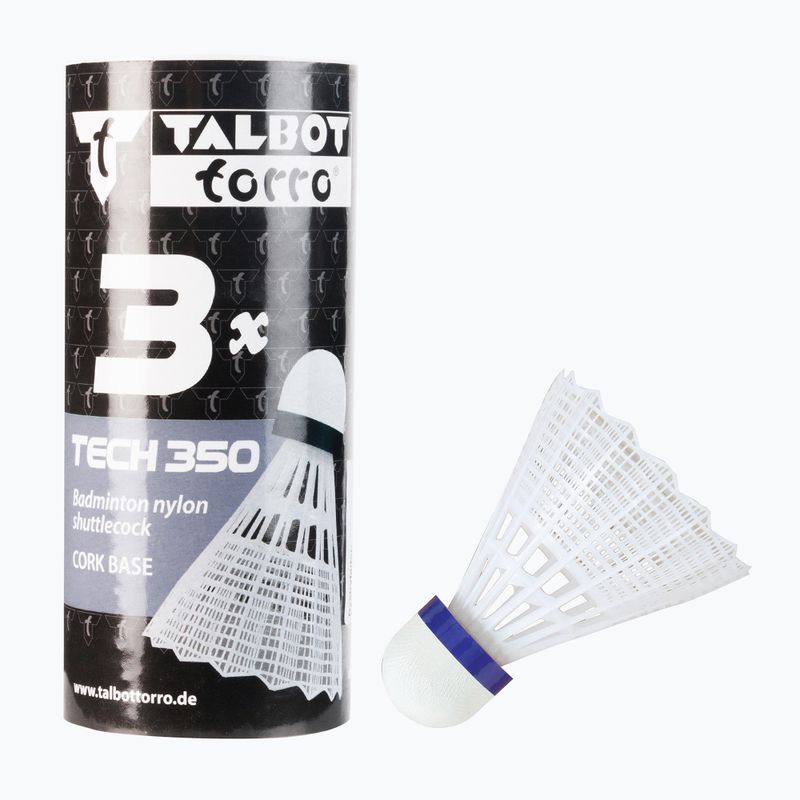 Talbot-Torro Tech 350 badminton shuttlecocks, Nylon 3 pcs white 479112