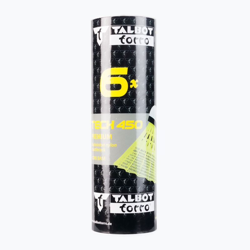 Talbot-Torro Tech 450 badminton shuttlecocks, Premium Nylon 6 pcs yellow 469183