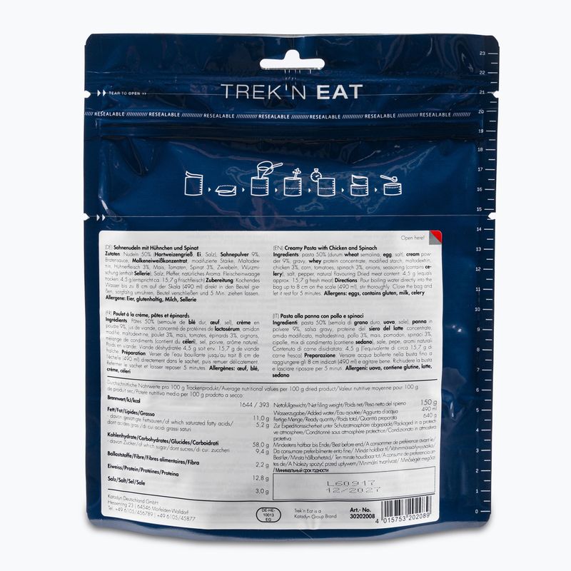 Freeze-dried food Trek'n Eat Pasta in cream sauce with chicken and spinach 30202008 2